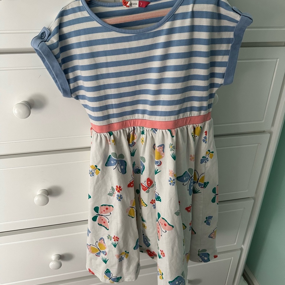 John Lewis Striped Blue and Pink Kids Dress